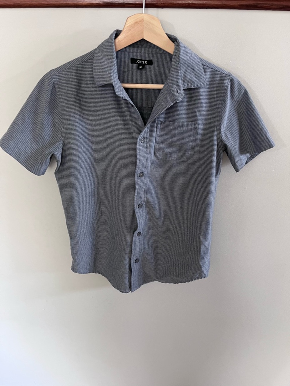 Joe's Jeans Boys Grey Micro Stripe Short Sleeve Button Down Shirt Size M 10-12